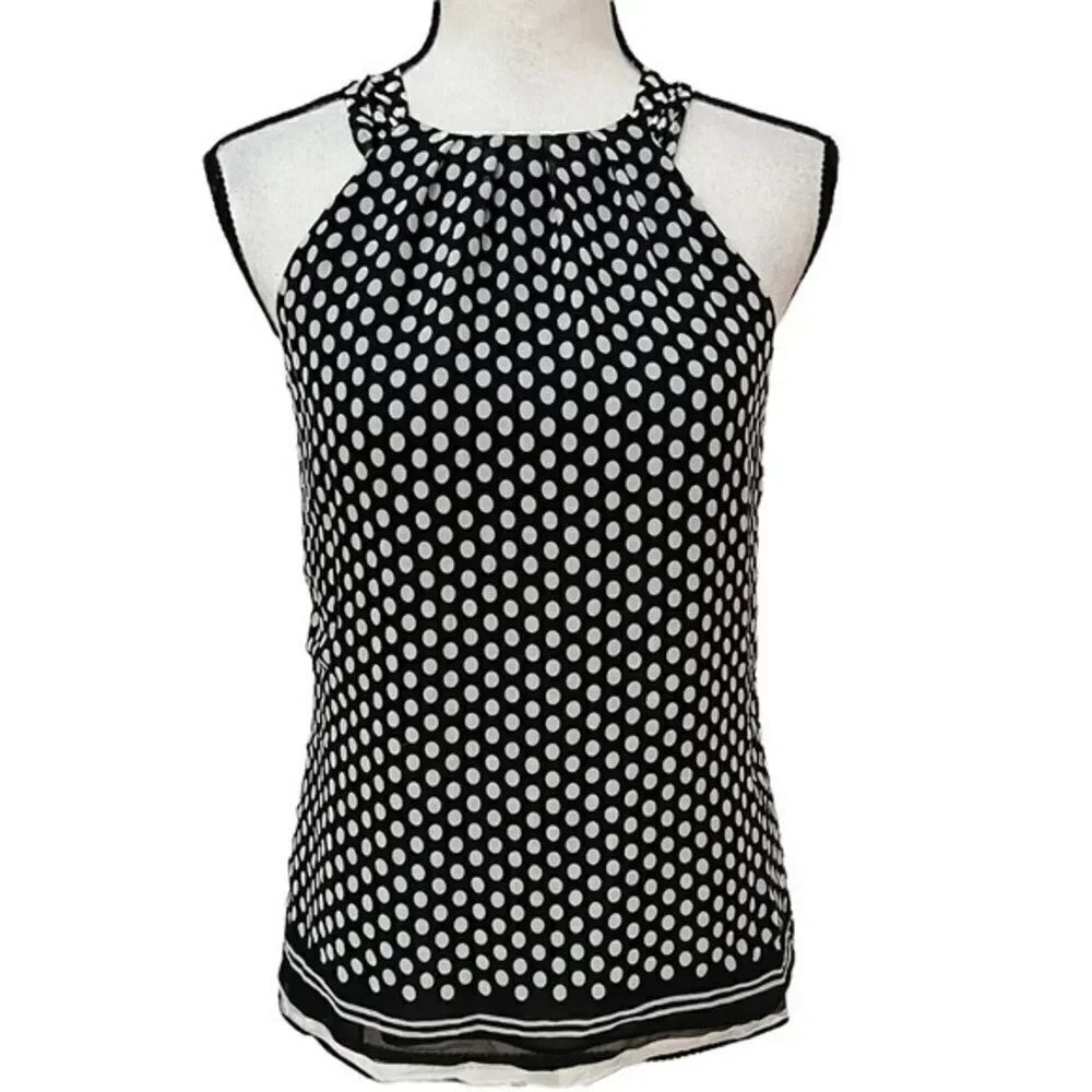 Ann Taylor silk haulter neck polka dot blouse size S